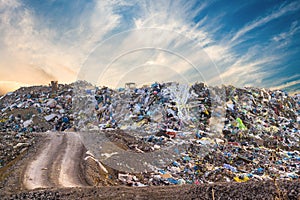 Garbage pile in trash dump or landfill. Pollution concept