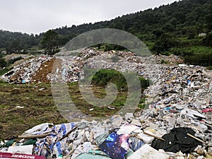 Garbage pile in trash dump. Pollution concept