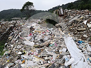 Garbage pile in trash dump. Pollution concept