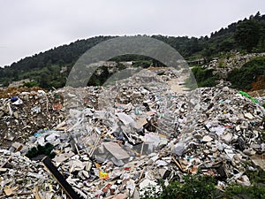 Garbage pile in trash dump. Pollution concept