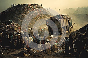 Garbage piled high in poor over populated country