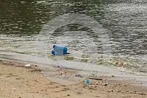 Garbage and pollution on a beach in Rio de Janeiro