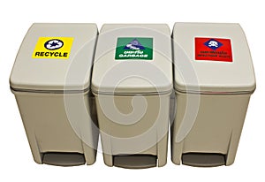 Garbage, recycle, infect waste bins photo