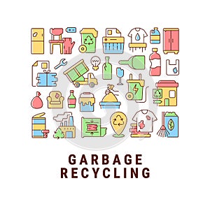 Garbage recycling abstract color concept layout with headline