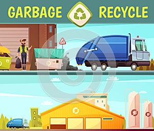 Garbage Recycling Company 2 Cartoon Banners