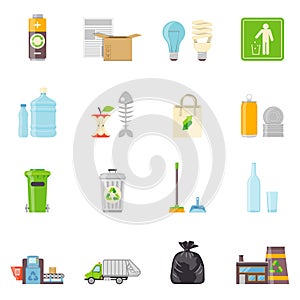 Garbage Recycling Icons Set