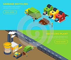 Garbage Recycling Isometric Banners