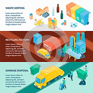 Garbage Recycling Isometric Banners