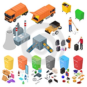 Garbage Recycling Signs 3d Icons Set Isometric View. Vector