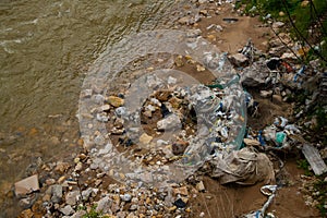 Garbage on the river bank