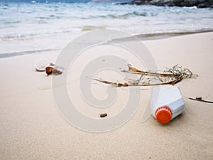 Garbage Rubbish on beach Plastic Bottles Trash Environmental pollution
