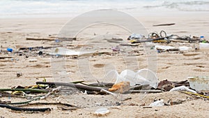 garbage on sand beach