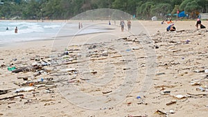 garbage on sand beach