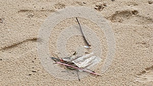 garbage on sand beach