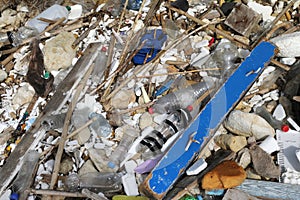 Garbage from the sea on the beach