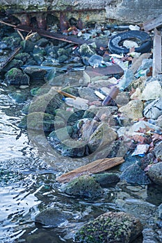 Garbage on the seashore