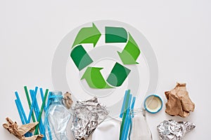 Garbage sorting saves the world. Crumple foil, paper and plastic