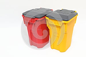 Garbage trash bin isolated white background