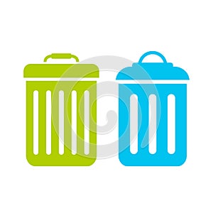 Garbage trash can vector icon