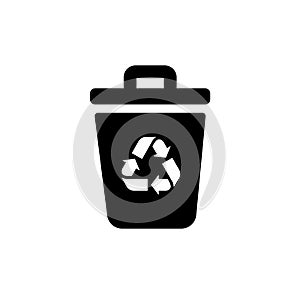Garbage Trash can Vector Icon. Eco Bio concept, recycling. Flat design illustration isolated on white background