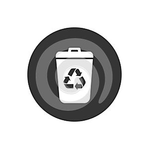 Garbage Trash can Vector Icon. Eco Bio concept, recycling. Flat design illustration isolated on white background. Black
