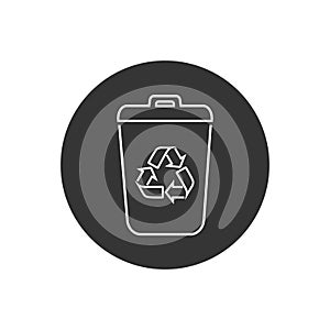 Garbage Trash can Vector Line Icon. Eco Bio concept, recycling. Flat design illustration isolated on white background