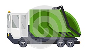 Garbage truck with auto loader. Collection and transportation of solid household and commercial waste. Garbage removal