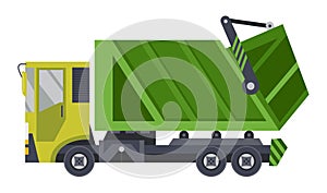 Garbage truck with auto loader. Collection and transportation of solid household and commercial waste. Garbage removal