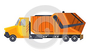 Garbage truck with auto loader. Collection and transportation of solid household and commercial waste. Garbage removal