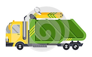 Garbage truck with auto loader. Collection and transportation of solid household and commercial waste. Garbage removal
