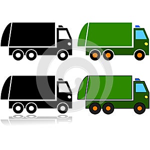 Garbage truck icon set