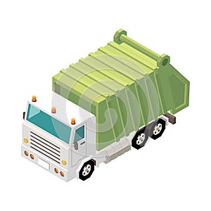 Garbage Truck Isometric Composition