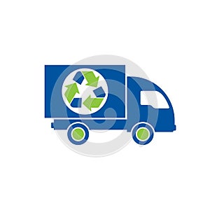 Garbage Truck with Recycle Symbol isolated on white background