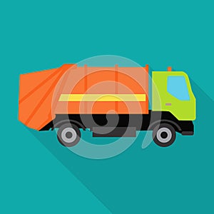 Garbage Truck Vector Illustration in Flat Design.