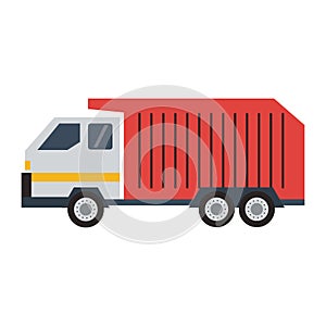 Garbage truck vehicle isolated flat