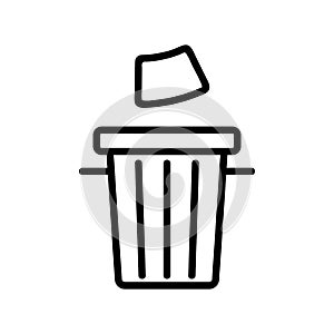 Garbage urn icon vector. Isolated contour symbol illustration