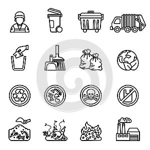 Garbage; waste icon set on white background.