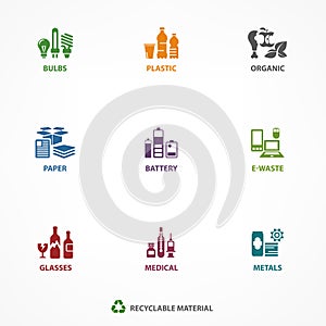 Garbage waste recycling icons