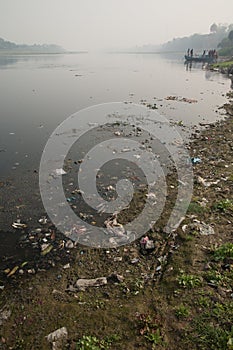 Garbage on the Yamuna River in Agra.