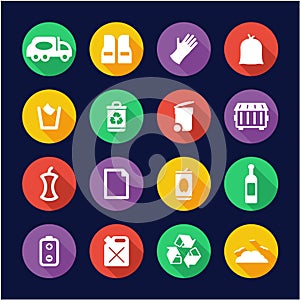 Garbageman Icons Flat Design Circle