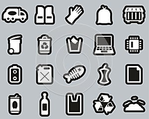 Garbageman Icons White On Black Sticker Set big