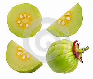 Garcinia atroviridis fruit isolated on white background photo