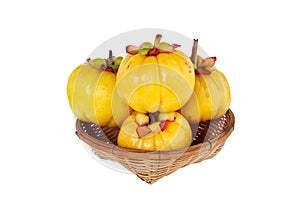 Garcinia cambogia fresh fruit, isolated on white. Fruit for diet