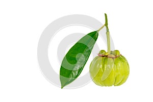 Garcinia cambogia fresh fruit, isolated on white. Fruit for diet photo
