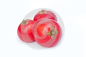 Garcinia cowa Roxb Fruit, Madan red isolated on white background with clipping path