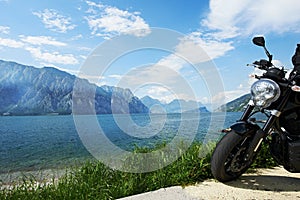 Garda lake in Italy. Bike on shore