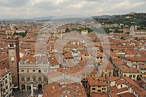 Gardello tower on market square of Erbe at Verona