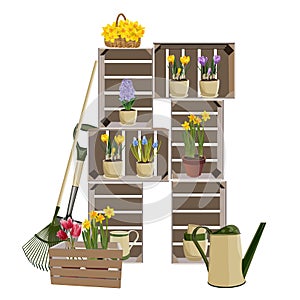 Garden accessories illustration. Gardening design. Vector illustration.