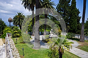 Garden of Achillion palace on Corfu, Greece photo