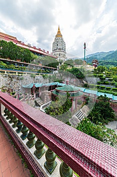 The garden against the Pagoda (Ban Pho Tar) located in the Kek Lok Si temple in Penang